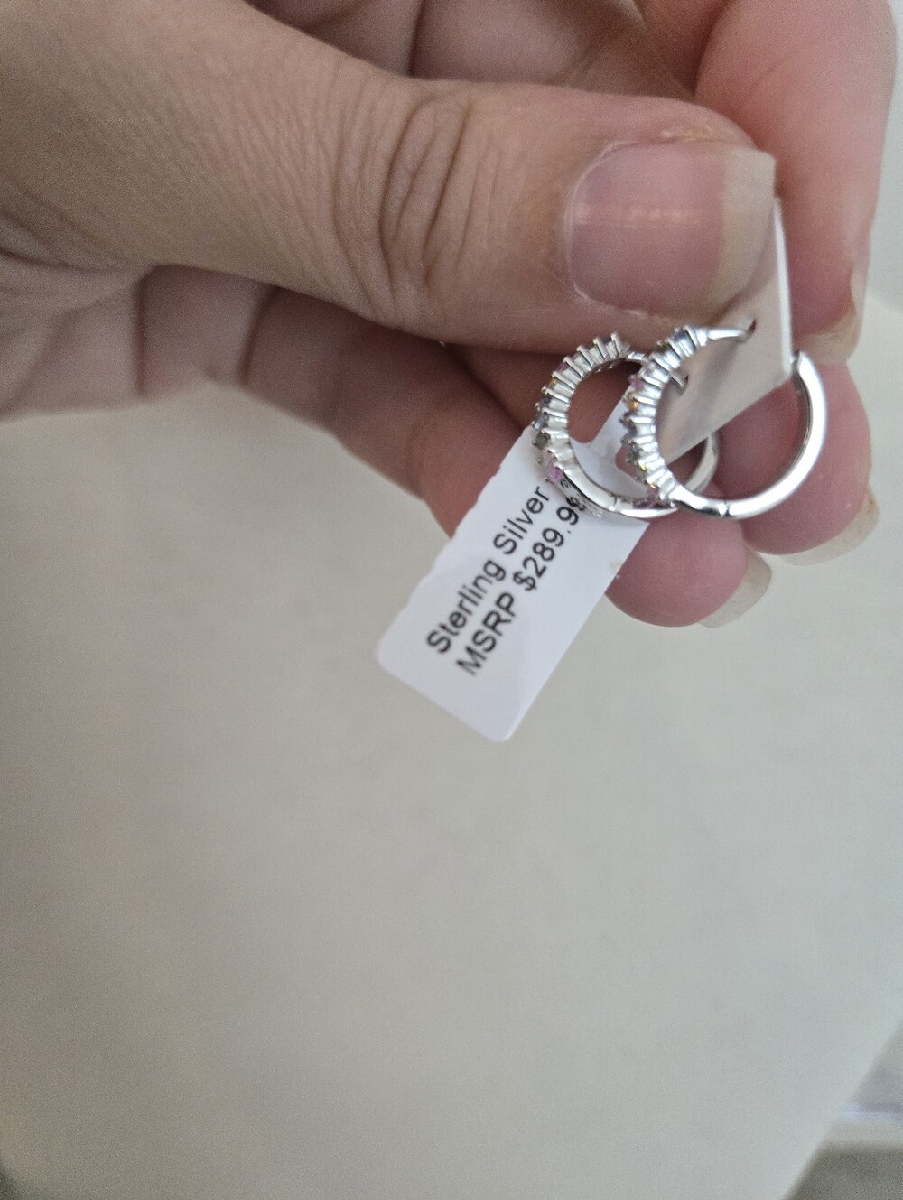 Sterling Silver NWT Pastel Rainbow Hoop Earrings - Multicolor - Picture 5 of 6
